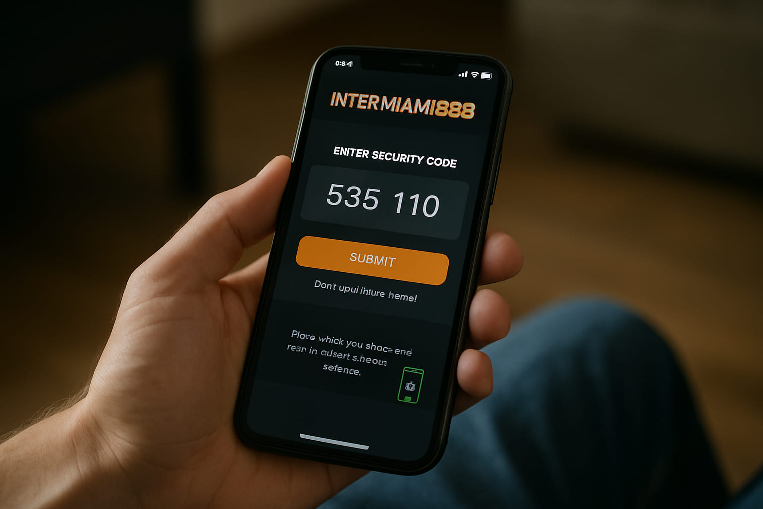 INTERMIAMI888 2FA Login Page Showing Security Code Entry and Mobile Confirmation